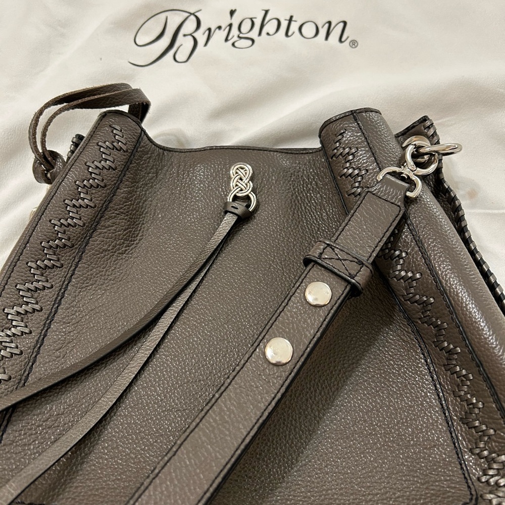 Brighton Georgia Leather Hobo - grayish Brown